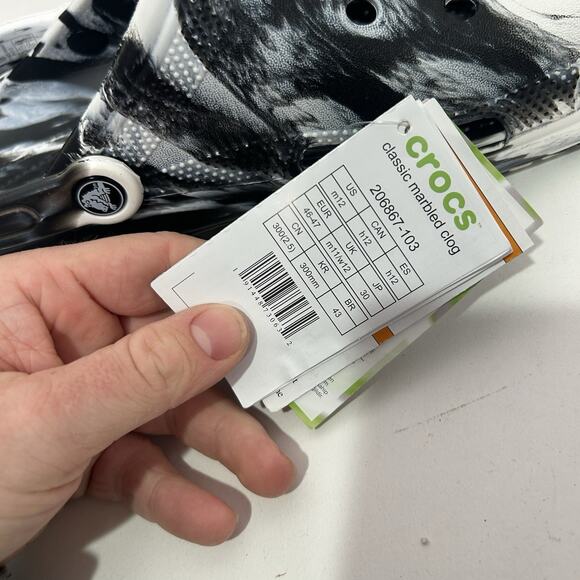 Crocs Classic Clog Slip-On “Marbled White Black” - Picture 6 of 6